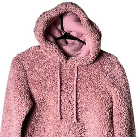 Vtg Y2K Hollister Womens Teddy Hoodie Size XS Coquette Pink Fairy Sherpa Fleece - Picture 2 of 6